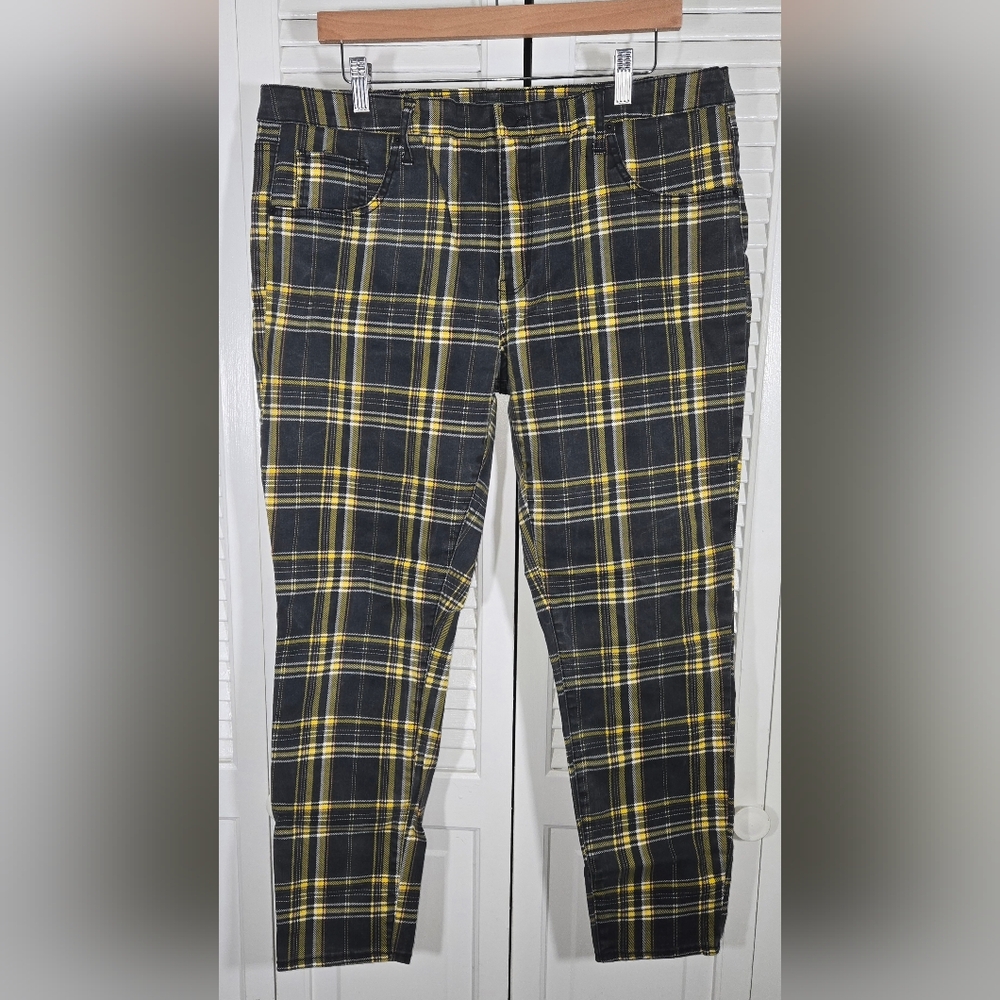 wild fable Black and Yellow Plaid Straight Leg Jeans